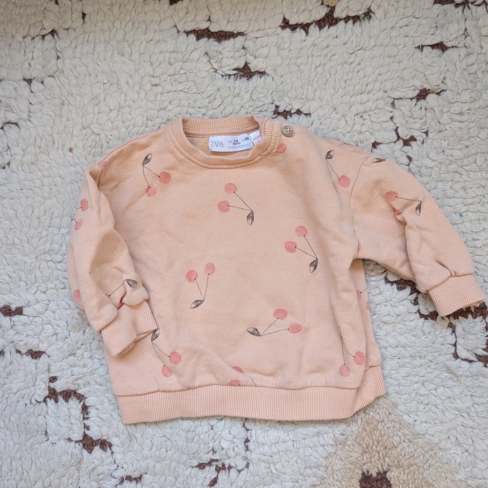 Zara Peach Cherry Print Sweatshirt